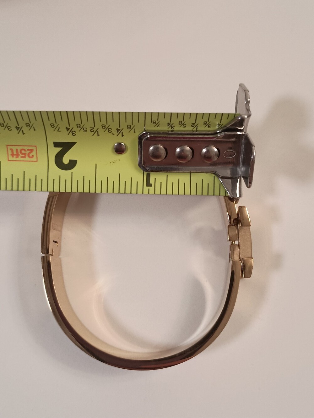 HERMES Size PM Ladies Clic H Narrow Bracelet White Color Gold Plated - Picture 5 of 5